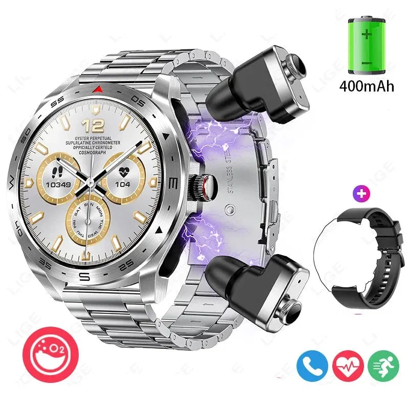 With Earbuds Bluetooth Headset  Music Sport  AMOLED Smartwatch