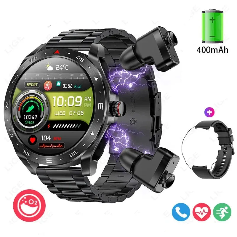 With Earbuds Bluetooth Headset  Music Sport  AMOLED Smartwatch