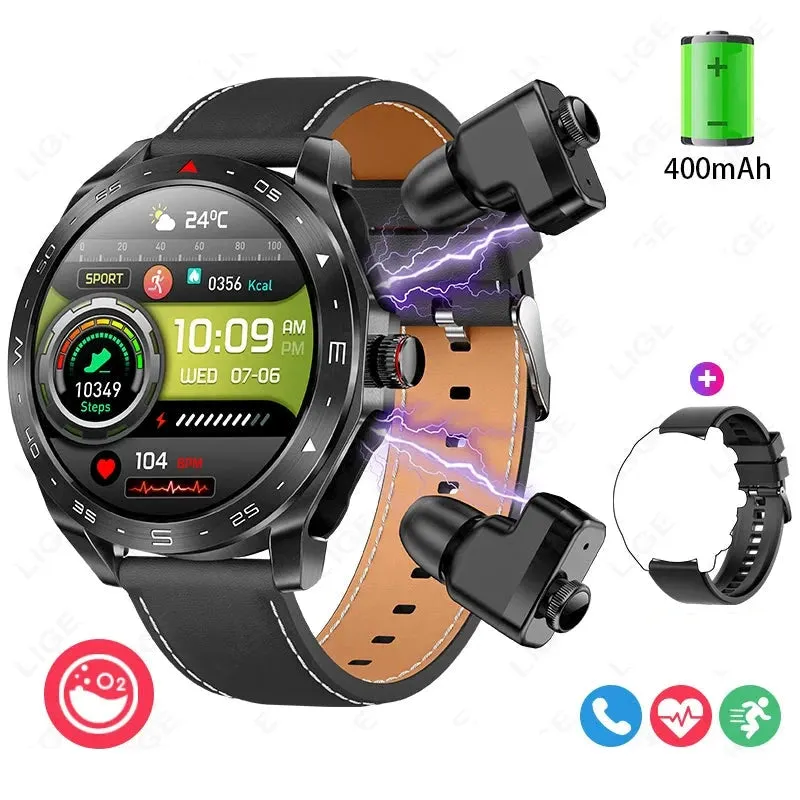 With Earbuds Bluetooth Headset  Music Sport  AMOLED Smartwatch