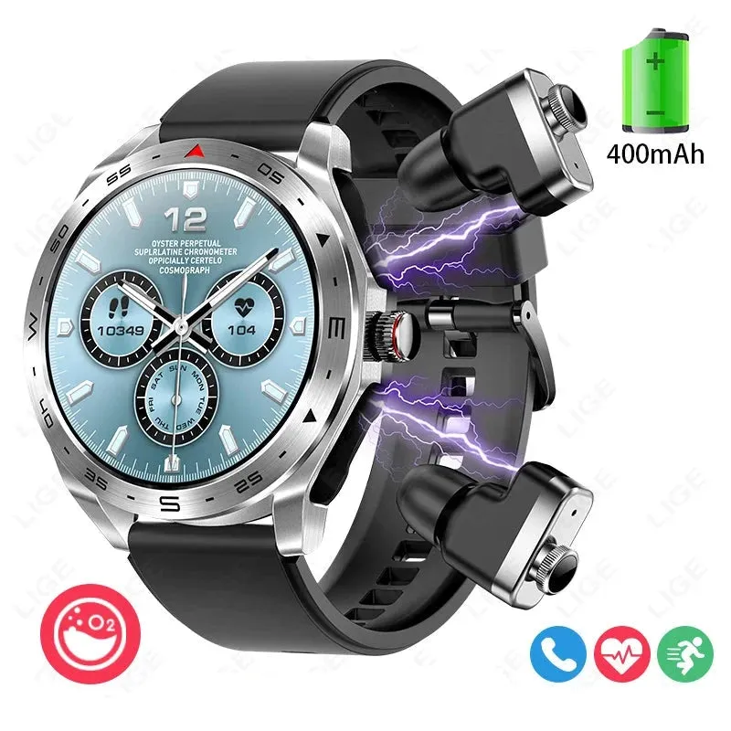 With Earbuds Bluetooth Headset  Music Sport  AMOLED Smartwatch