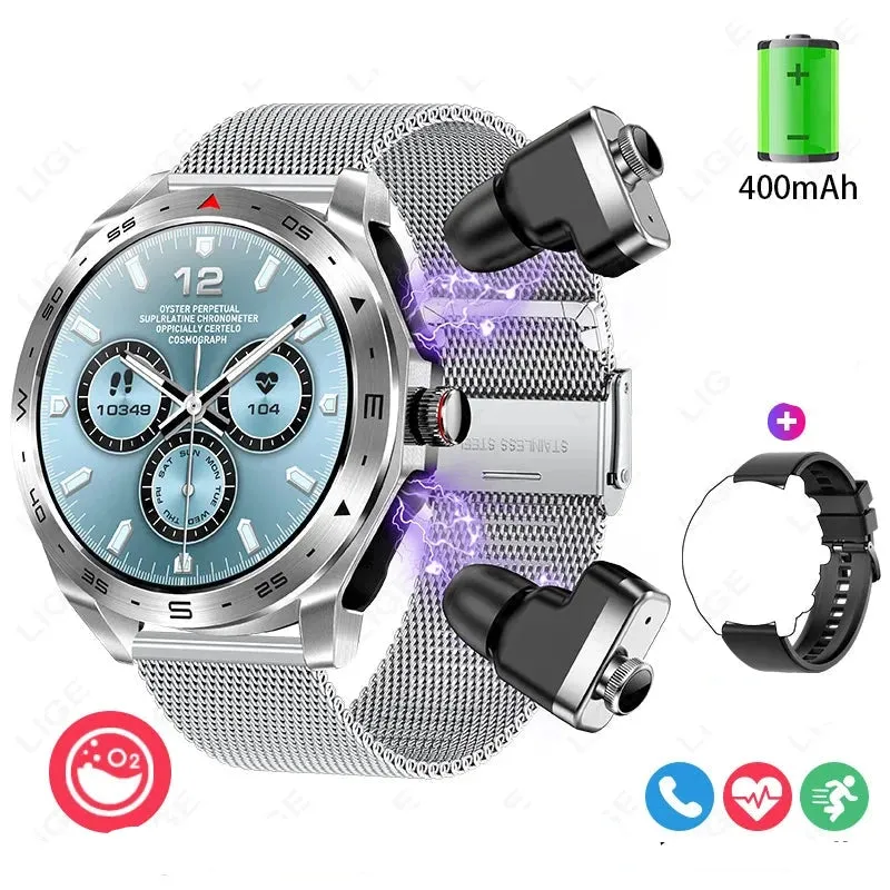 With Earbuds Bluetooth Headset  Music Sport  AMOLED Smartwatch