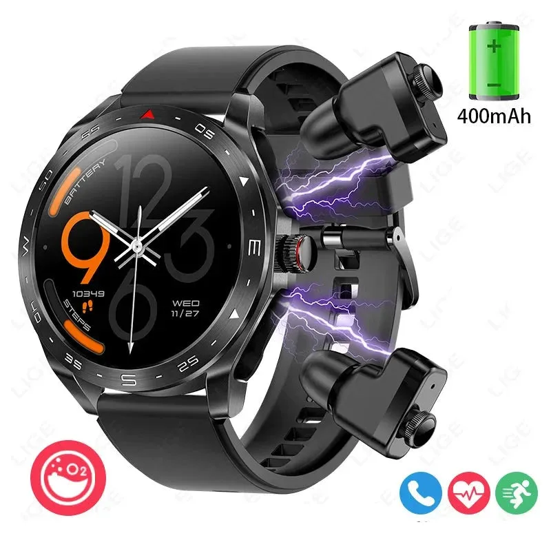 With Earbuds Bluetooth Headset  Music Sport  AMOLED Smartwatch