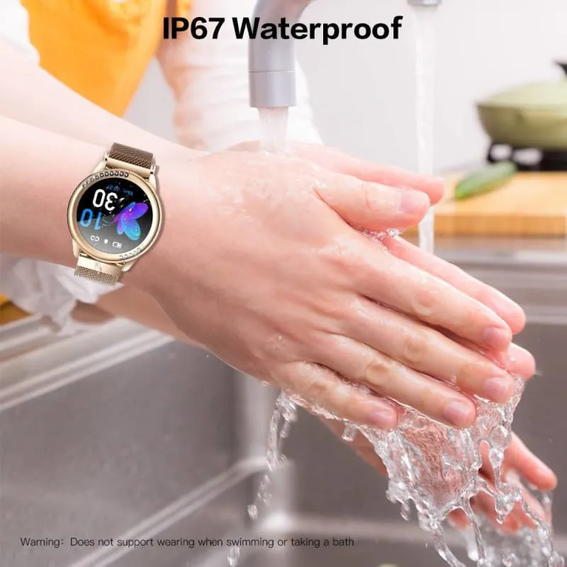 Women's Round Steel Smart Watch