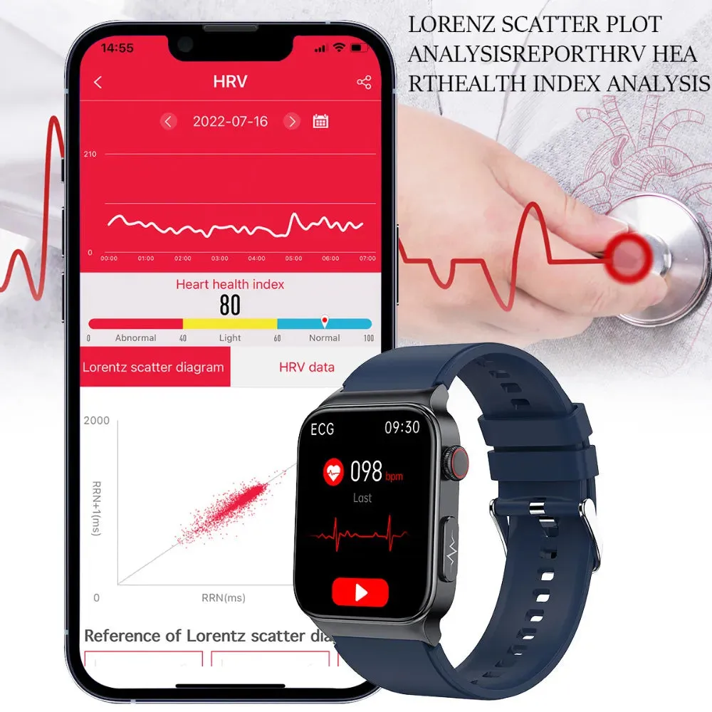 XIAOMI E500 Blood Glucose Smartwatch Electrocardiogram Temperature Blood Oxygen Sleep Monitoring ECG PPG Sports Smart Watch